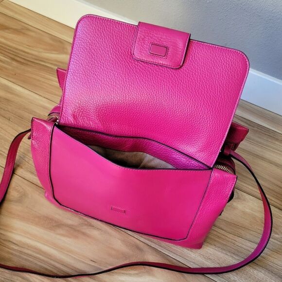 Stuart Weitzman Eastside Structured Satchel Crossbody Tote Magenta Fuchsia Pink - Picture 2 of 15